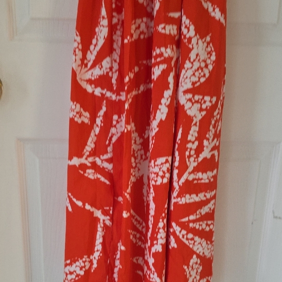 DKNY Darker Orange and White Midi Dress With Tie Lightweight 3 Button New - Picture 8 of 14
